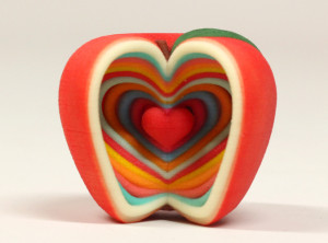 Growing Heart Apple 3d printed Art Sculptures