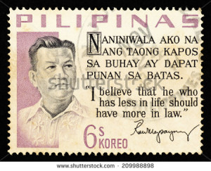 PHILIPPINE - CIRCA 1963: Purple color postage stamp printed in ...