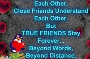 Good friends care for each other,Close friends understand each other ...