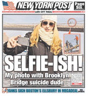 The Dec. 4, 2013, cover of the New York Post features a woman taking a ...