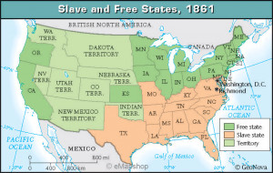 And Free States Slave States 1861 Map