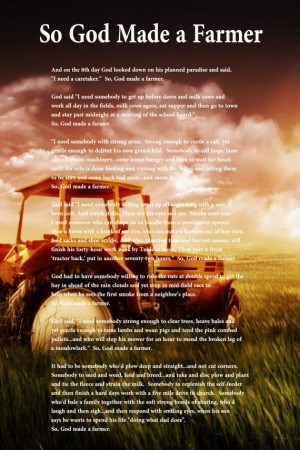 funeral: Farmers Daughters, Farms Life Quotes, So God Made A Farmer ...