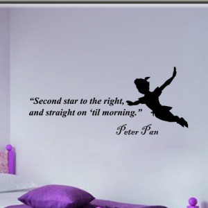 Peter Pan Second star to the right inspirational wall phrase word ...