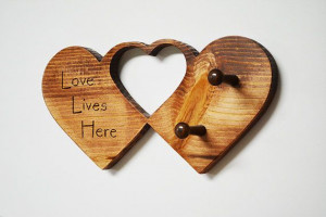 Handmade Wooden Rustic Hearts Key Rack Quotes by BrynandJeremiahs,