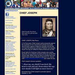 CHIEF JOSEPH, Nez Perce: In his final years, Chief Joseph spoke ...