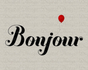 Bonjour French Script Red Balloon French Decor Wall Decor Art ...