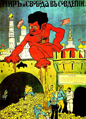 This anti-Bolshevik propaganda poster, dated to 1919, shows Leon ...