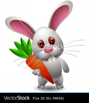 Cute rabbit cartoon with carrot vector