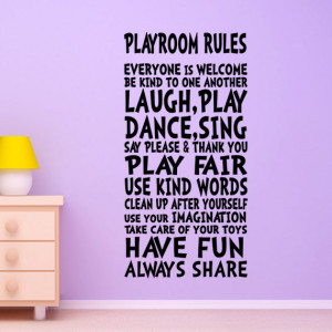 KIDS WALL DECAL Playroom Rules Decor Art Sign for Childs, Childrens ...