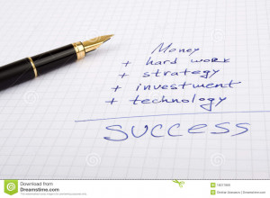 Royalty Free Stock Images: Ink pen on the paper with business quotes