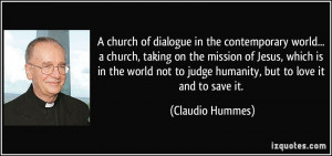 church of dialogue in the contemporary world... a church, taking on ...