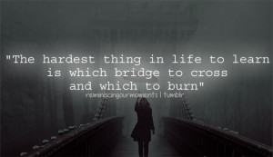 The Hardest Thing In Life to Learn Is Which Bridge to Cross and Which ...