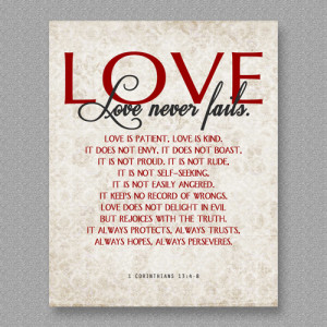 Love Quote Corinthians 13:4-8, Vintage Damask