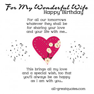 ... Birthday Cards For Wife – For My Wonderful Wife – Happy Birthday