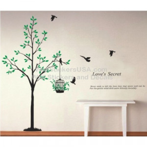 Beautiful Green Tree Flying Birds Hanging Cage