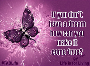 ... you don't have a dream how can you make it come true? #quote #taolife