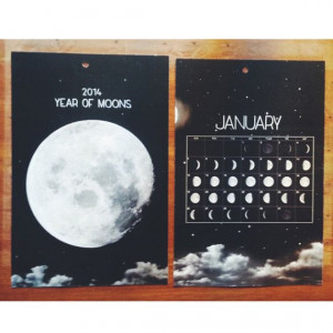 2014 Moon Cycles Calendar - Lunar Moon Wall Calendar - Name ...