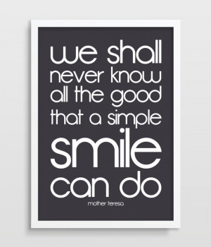 Mother Teresa Print - Happiness Quote Poster - Smile - Typography ...