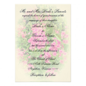 Pink Phlox and Verse Wedding Invite