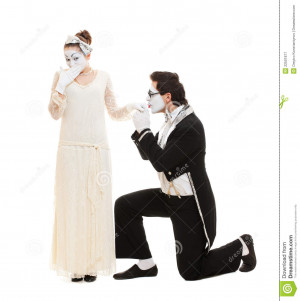 Funny Portrait Mimes Isolated White Background Stock Photo