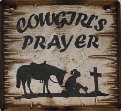 Cowboy Brand Furniture: Wall Sign-Faith-Cowgirl's Prayer
