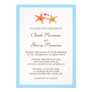 Cute kawaii starfish beach destination wedding announcement from ...