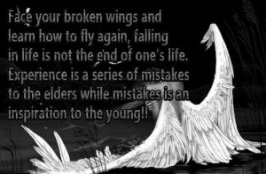 Face your broken wings and learn how to fly again, falling in life is ...