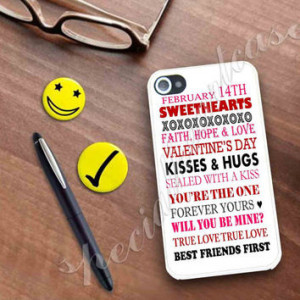 February 14th Valentine's Day Quotes Case for iPhone 4/4s, iPhone 5/5S ...