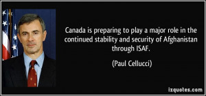 Canada is preparing to play a major role in the continued stability ...