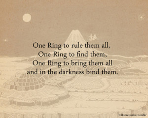 one ring to rule them all one ring to find them one ring to bring them ...