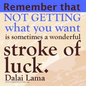 ... you want is sometimes a wonderful stroke of luck.DALAI LAMA QUOTES