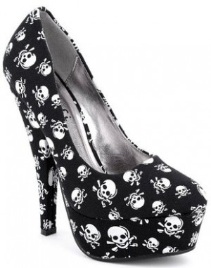 Buy Funky Designer Skull and Bones Pattern Black and white Stiletto ...