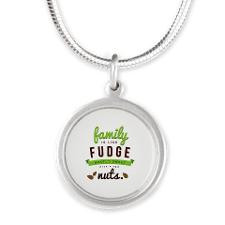 Funny Family Fudge Silver Round Necklace for