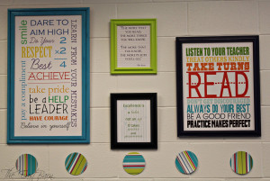 ... quotes that fit perfectly in the classroom. The green frame holds this