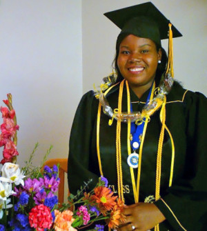 Washington in graduation regalia following her completion of a CSU ...