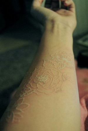 43 White Ink flower Forearm Tattoo