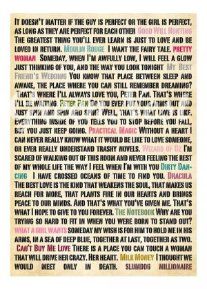 NEW A3 Format: Romantic Movie Quotes Poster Print