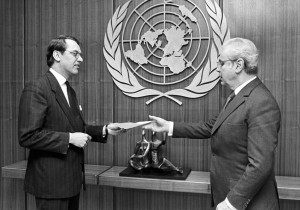 ... -General Javier Perez de Cuellar. (March 1988) UN Photo/Yutaka Nagata