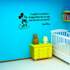 ... MOUSE Laughter is timeless Walt Disney VINYL WALL ART STICKER QUOTE
