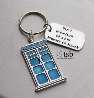 doctor who tardis keychain with handstamped quote dr who geek ...