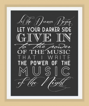 of the Opera MUSIC of the NIGHT Broadway musical typography quote ...