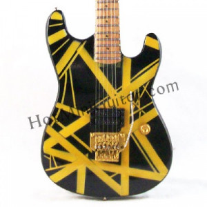 Miniature Guitar Eddie Van Halen Charvel Strato Black Yellow