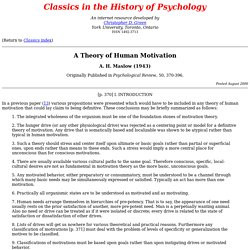 Maslow (1943) A Theory of Human Motivation. Classics in the ...