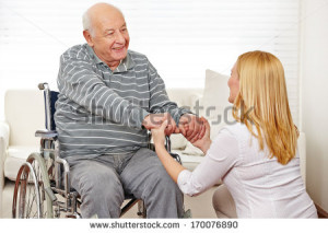 Woman Holding Hands Old Man