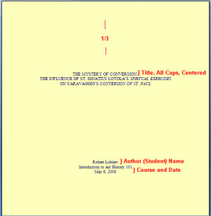 Title page of a sample paper