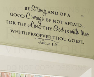 ... Sticker-Quote-Vinyl-Art-Lettering-Large-Be-Strong-God-is-With-Thee-R7