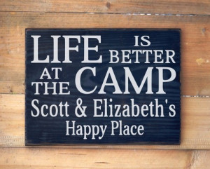 Camp Sign Family Name Wood Signs Life Is Better At The Camp ...