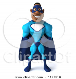 1127510-Clipart-Of-A-3d-Black-Super-Hero-Man-In-A-Blue-Costume-Royalty ...