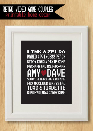 Retro Video Game Famous Couples - Personalized Wedding or Anniversary ...