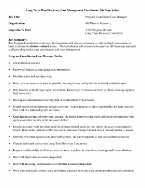 ... Term Flood Recovery Volunteer Case Manager Job Description picture